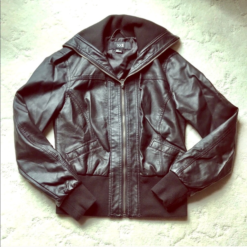 NWOT Juniors Black (Fake) Leather Zip-Up Jacket